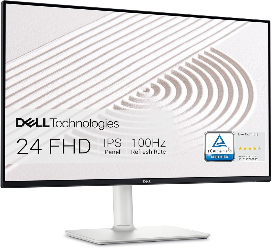 Dell Monitor 23" Dell S2425HS Monitor - 23.8 Inch, FHD (1920x1080) Display, 100Hz Refresh Rate 1500:1 Contrast Ratio, TÜV Rheinland Eye Comfort 4 Star, Integrated 2x5W Speaker, Height/Tilt/Swivel/Pivot - Ash White