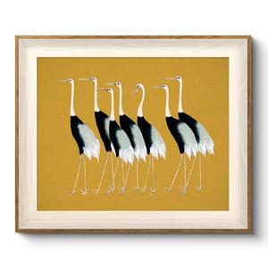 VIYYIEA Framed Wall Art for Living Room, Cranes Canvas Prints, Vintage Home Decor, Animals Painting Picture, Bathroom Wall Decor Gifts for Friends or Family - 36L x 24W