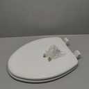 Mayfair Linden Slow Close Toilet Seat, Non Slip Heavy Duty Wood, Easy Install, Elongated, White