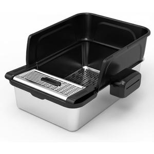 Stainless Steel Extra Large Litter Box for Big Cats, High Sided, Anti-Leakage, Easy Cleaning - Catstify M1