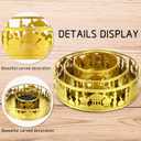 Honeydak 3 Pcs Ramadan Serving Trays Eid Mubarak Round Metal Food Trays Crazy Night Islam Eid Mubarak Plates Food Storage Containers for Eid Islamic Muslim Activity Party Favor, Gold