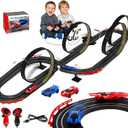 Slot Car Race Track Set for Kids Ages 6-12, Dual Racing Game with 2 High-Speed Cars, Battery or Electric Powered, Plug-in Track, 1:64 Scale Gift Toy for Boys & Girls