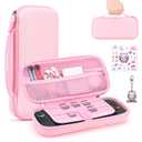 innoAura Switch 2 Carrying Case for NS Switch 2 (2025), with 9 Game Card Slots, Protective Travel Storage Case, Cute Pendant and Sticker, Pink