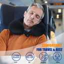 SAIREIDER Travel Pillow 100% Pure Memory Foam Travel Neck Pillow, Airplane Pillow for TravelingCarHomeOfficeWashable CoverBlack
