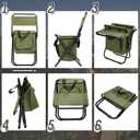 Jerify 2 Pcs Fishing Chair with Cooler Bag Multi-Function Foldable Compact Fishing Stool Hunting Chair Portable Backrest Stool with Folding Backpack for Finishing Camping Hunting Travel (Green)