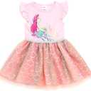 Disney Tulle Tutu Dress Infant to Big Kid Sizes (5T, Rainbow Mermaid)