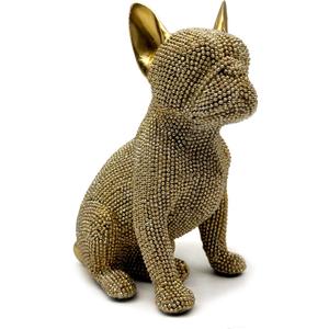 FUNSXBUG 6.5 Inch Resin French Bulldog Statue Dog Figurines Sculpture Collectibles Home Office Desktop Decor Outdoor Garden Display Decoration (Gold)