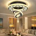 Flashing God Dia 24" Modern Crystal Chandelier for Dining Room Black Ceiling Chandelier Flush Mount Ceiling Light for Living Room Bedroom Hallway