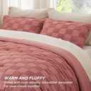 Bedsure Queen Size Comforter Set Grayish Pink, Boho Tufted Bed Set, Checkered Farmhouse-Style Distressed Vintage Bedding, 3 Pieces, 1 Plaid Geometric Comforter and 2 Pillow Shams