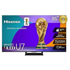 Hisense 85" U7 Mini-LED ULED 4K UHD Best Premium Gaming Google Smart TV (85U75QG, 2025 Model) - QLED, Native 165Hz, VRR 288, Up to 3000 Nits, HDR10+, Dolby Vision IQ · Atmos, IMAX Enhanced, 2.1.2 Ch