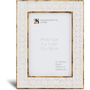 Handicrafts Home White 5x7 Picture Frame for Christmas Decor and Holiday Photo Frame for Modern Minimalist Home Decor, Wedding Gift, Vintage Bone inlay Frames for Aesthetic & Living Room Picture Frame