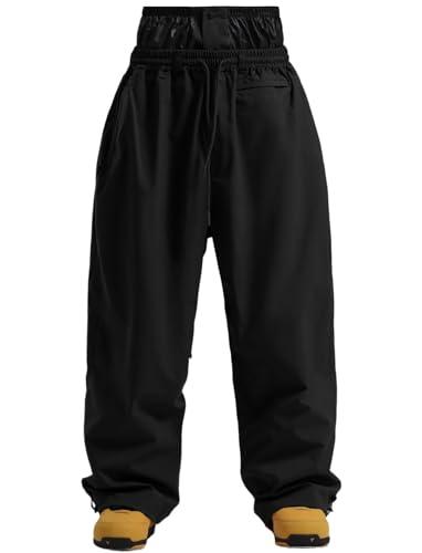 GSOU SNOW Mens Snow Pants Women Baggy Snowboard Pants Loose Fit Insulated Windproof Waterproof for Ski Hiking Winter Outdoor Black, XS
