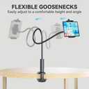 KDD Gooseneck Tablet Stand, 360 Adjustable Phone & iPad Holder for Bed and Desk, Flexible Arm Mount Clip for Video Recording, Bedside & Headboard Clamp for iPad Pro 12.9, Mini, Kindle