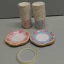 200 Pcs Disposable Tea Party Cups and Saucers Set, 50 Guests Floral Tea Party Supplies Include 9 oz Paper Tea Cups with Handle, 9 Inch Paper Plates, Saucers Napkins for Tea Party Birthday Wedding