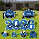 2026 Graduation Yard Sign Stakes Decorations - Congrats Grad Class of 2026 Outdoor Lawn Decor - High School College Grad Graduation Party Decoration Supplies(Blue)