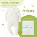 Modal Baby Boy Romper Footies Jumpsuit with Zipper - Ultra Soft & Breathable Footed for 0-18 Months (White)