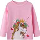 Toddler Girl Long Sleeve T-Shirts Kids Cotton Fall Top Crewneck Clothes 2-7 Years