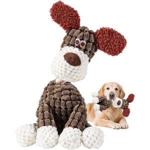 Indestructible Dog Toys,New Dog Toys for Aggressive Chewers,Squeaky Durable Chew Toy for Indoor Pups Teething,Puppy Teething Toys (Brown Dog)