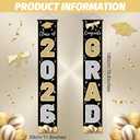 2 x 2026 Graduation Banner Congrats Grad Black - Class of 2026 Porch Sign for Party, Porch Banner Outdoor Graduation Decorations