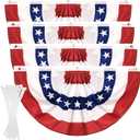 4Pack 1.5x3 FT American Pleated Fan Flag, American Flag Bunting for Outdoor, US Patriotic Half Fan Banner Flag with Zip Ties for 4th of July Memorial Day Independence Day Outdoor Indoor Decorations