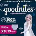 Goodnites Girls' Nighttime Bedwetting Underwear, Size Extra Small (28-43 lbs), 99 Ct