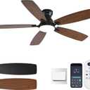 NKPU 52inch Ceiling Fans with Lights, Low Profile Ceiling Fan with Light and Remote/APP Control, DC Reversible Motor, Noiseless, Flush Mount, Brown Ceiling Fan for Bedroom Indoor/Outdoor Use