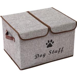 Dog toy box with lid dog storage organizer perfect basket for dog toys living room, playroom, closet, home organization and storage - LightGray