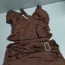 Goafuliy Two Piece Sets for Women Summer - Backless V Neck Halter Tops Asymmetrical Flowy Skirt Y2k Outfits, Small