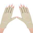 AIRSEE UV Gloves for Nail Lamp,Professional UPF50+ UV Protection Gloves for Manicures Nail Art,Fingerless Gloves That Shield Skin from The Sun and Nail Lamp (Nude)