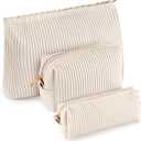 Talltalk 3 Pcs Cosmetic Makeup Bag for Women Portable Travel Toiletry Cosmetic Pouch Cute Bag Accessories Brushes Storage Organizer for Daily Use, 3 Sizes(Pu Leather,Elegant)