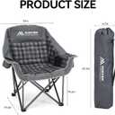 Huskfirm 2 Pack Camping Chairs Oversized Padded Camping Chair Heavy-Duty Foldable Camping Chairs with Cup Holder and Cooler Bag Portable Lawn Chair for Sports Outdoors-Support 450LBS, Grey