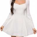 URYIAO Long Sleeve Mini Dress Sweetheart Neckline A Line Short Party Going Out Dresses for Women ,S