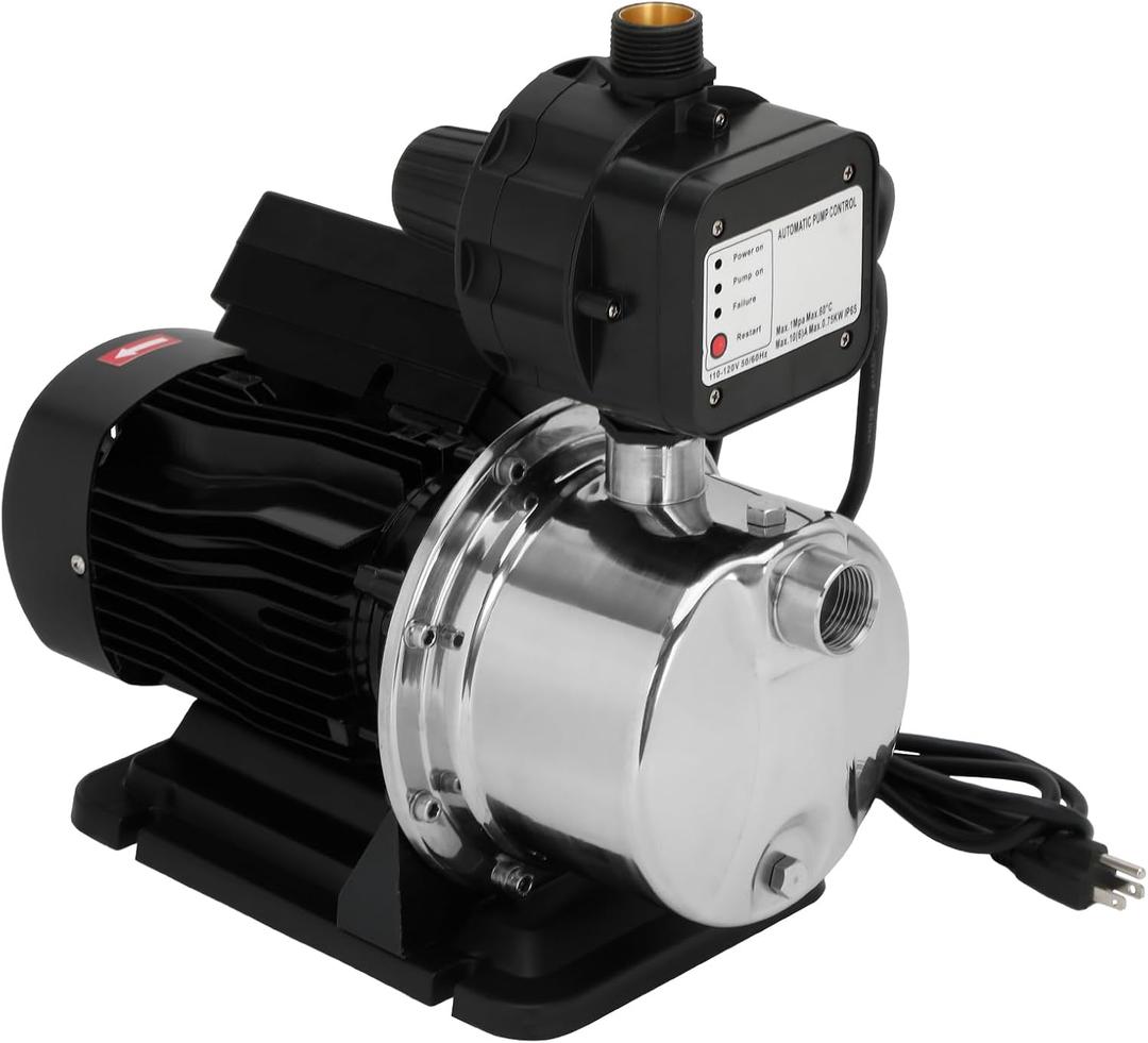 4075SS-01 3/4 HP Pressure Booster Pump, 40 PSI Stainless Steel Water Pressure Booster, 4075SS01 Whole House Water Booster Pump Boosts Household Water Pressure, Replace for Simer 4075SS-01 Pump