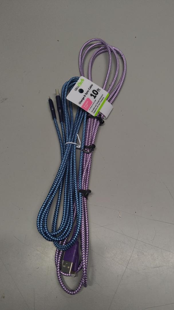 Cell Candy Charge & Sync Cable, designed for Apple devices with an 8-pin connector, Pack of 2