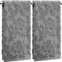 SmoothNovelty 2 Pcs Quality Floral Jacquard Hand Towels Set for Bathroom Gray Hand Towels 100% Cotton Absorbent Decorative Weave Bath Decor Neutral Bathroom Decor Gift, 13.7 x 29.5 Inch