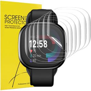 6 Pack Anti-Scratch Film for Fitbit Versa 4 Screen Protector, TPU Flexible Film Cover for Fitbit Sense 2/Versa 4, HD Clear Case Protective Compatible for Fitbit Versa 3/Sense Smartwatch