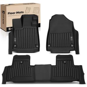 YHTAUTO Automotive Floor Mats for Acura MDX 2022-2026 | TPE All Weather Car Mats, Anti-Slip & Custom Fit Floor Liners | Front & 2nd Row, Black, Set of 3