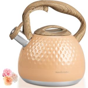 Tea Kettle,2.5 Quart Stovetop Tea Kettles Loud Whistle,Food Grade Stainless Steel Water kettles for Stove Top with Anti-hot Ergonomic Handle,Suitable for All Heat Sources (Peachy)