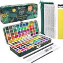 Artecho Watercolor Paint Set 100 Colors with Metallic in Portable Box, Paint Kit with Watercolor Papers and Brushes, Water Color Set for Beginners & Professionals