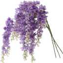 Dailisen 3 Strands 40'' Silk Purple Wisteria Artificial Flowers, Fake Wisteria Floral Hanging Plant Garland, for Home Decor, Party, Floor Vase, Balcony, Wedding Arrangement Decoration (Purple)