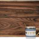 17 x 12 Inches Rectangle Walnut Wood Ottoman Tray with Handles, Serve Tea, Coffee, Classic Wooden Decorative Serving Tray