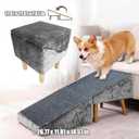 Split Ottoman Dog Ramp for Small Dogs and Cats 2-in-1 Foldable Wooden Pet Ramp and Stairs for Couch and Low Bed, or Ottoman, Non-Slip and Portable, Grey