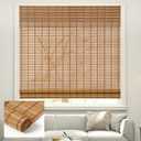 Kokorona Cordless Sheer Bamboo Roman Shades with Valance, Light Filtering Woven Bamboo Blinds for Windows, Natural Window Blinds Roll Up Shades for Home & Patio, 29" W x 64" H, Light Russet