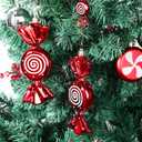 3 x Aoriher 2 Pcs 7.6" Large Candy Cane Ornaments Christmas Tree Peppermint Decorations Hanging Candy Ornaments Glitter Christmas Picks with Golden Ropes for Xmas Party Decorations (Red)