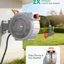 Retractable Garden Hose Reel 85 ft x 1/2 inch, Heavy Duty Automatic Garden Hose Reels, High-Flow, Any Length Lock, 180 Swivel Bracket, Brass Fitting, Wall Mount Water Hose Reel for Outside