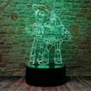 Cute Story Sheriff Woody and Buzz Lightyear Anime Character 3D Optical Illusion LED Bedroom Decor Sleep Table Lamp with Remote 7 Colors Acrylic Visual Night Light Birthday Christmas Gifts for Kids