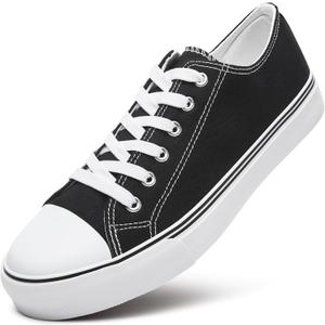 ZGR Mens Classic Casual Shoes,Lace-up Fashion Sneakers,Low Top Canvas Sneakers for Men (9.5, Black)