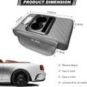 Car Center Console Armrest Pillow, Leather Car Armrest Cushion with Cup Holder & Phone Holder, Universal Armrest Storage Box Protector for Most Vehicles, Car Accessories (Gray, Embroidered)