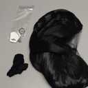 M MISS U HAIR Women Long Black Braids Wig with Bangs Long Straight Pigtails Wig for Adult Costume Halloween Wig