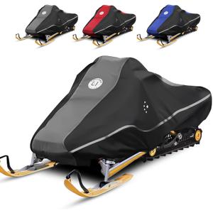 LIBZAKI Snowmobile Cover Waterproof Sled Ski Cover 600D Heavy Duty Oxford Fabric Freeze-Resistant Down to -40F Compatible with Polaris,Ski-Doo,Arctic Cat,Yamaha,Lynx,Camso,CFMOTO 116"-125" Gray